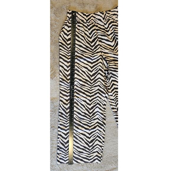 Tahari 100% Linen Pants, Wide-Leg Elastic Waist Zebra Animal Print Sz S New - Picture 8 of 9